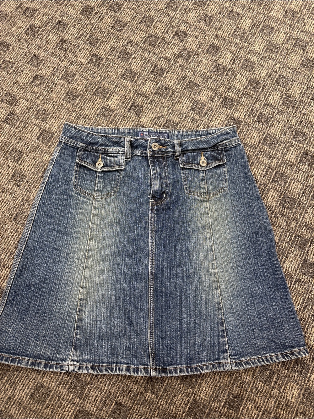 Vintage Y2K Baccini Denim Skirt Size 8 Low Rise Pocket Jean Skirt